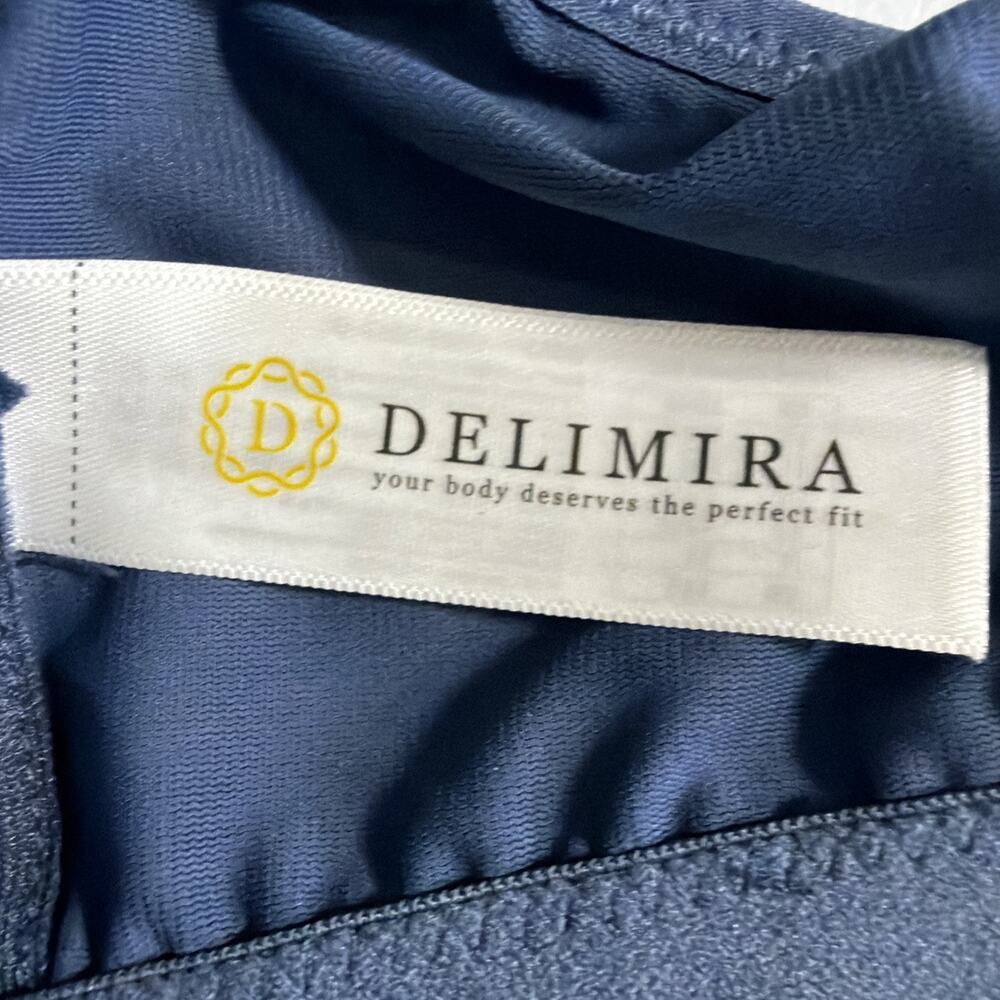 DELIMIRA Women Navy Front Closure Bra Full Coverage Wirefree Lace Racerback 38DD - Picture 7 of 12